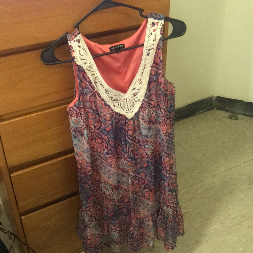 Sleeveless Coral Print Dress